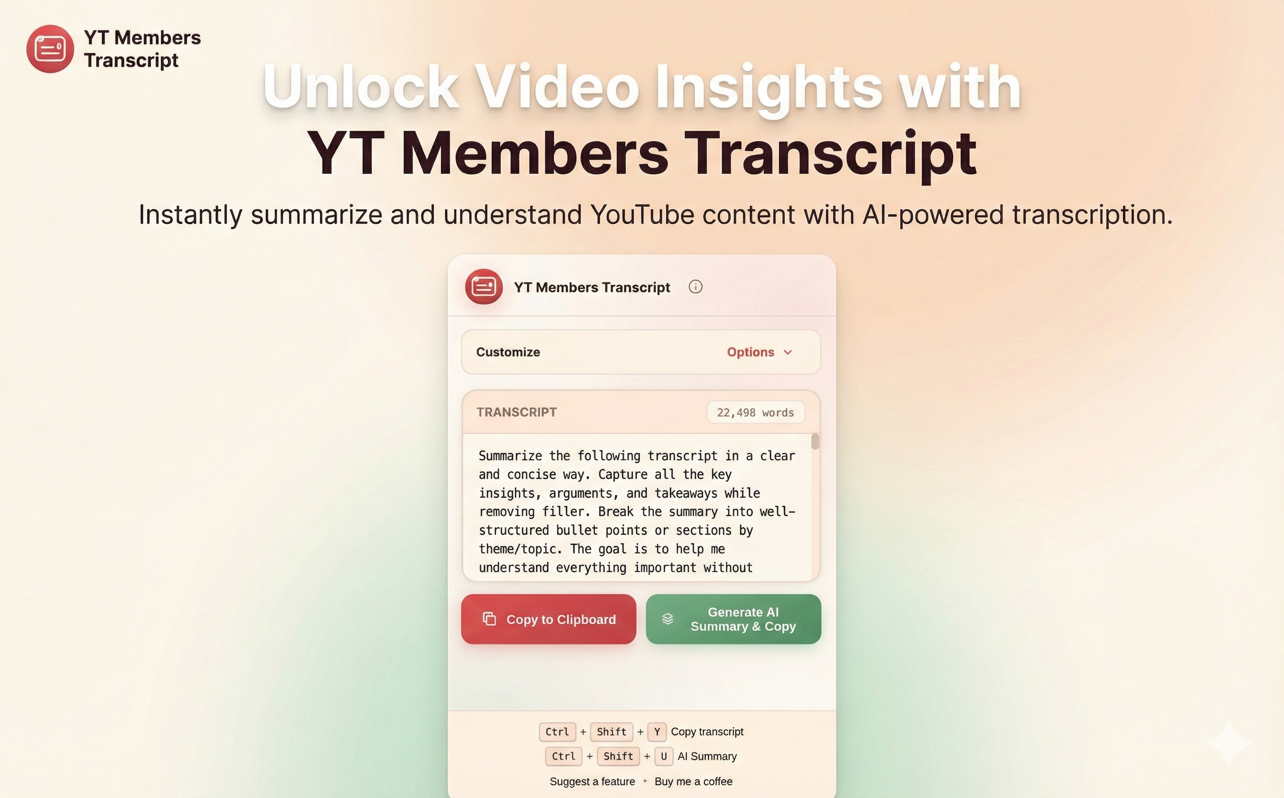 YT Members Transcript Extension Preview